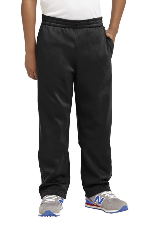 Front View of Black Sport-Tek Youth Sport-Wick Fleece Pant. YST237  - XS