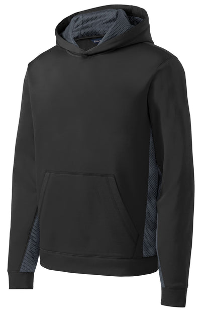 Sport-Tek Youth Sport-Wick CamoHex Fleece Colorblock Hooded Pullover. YST239