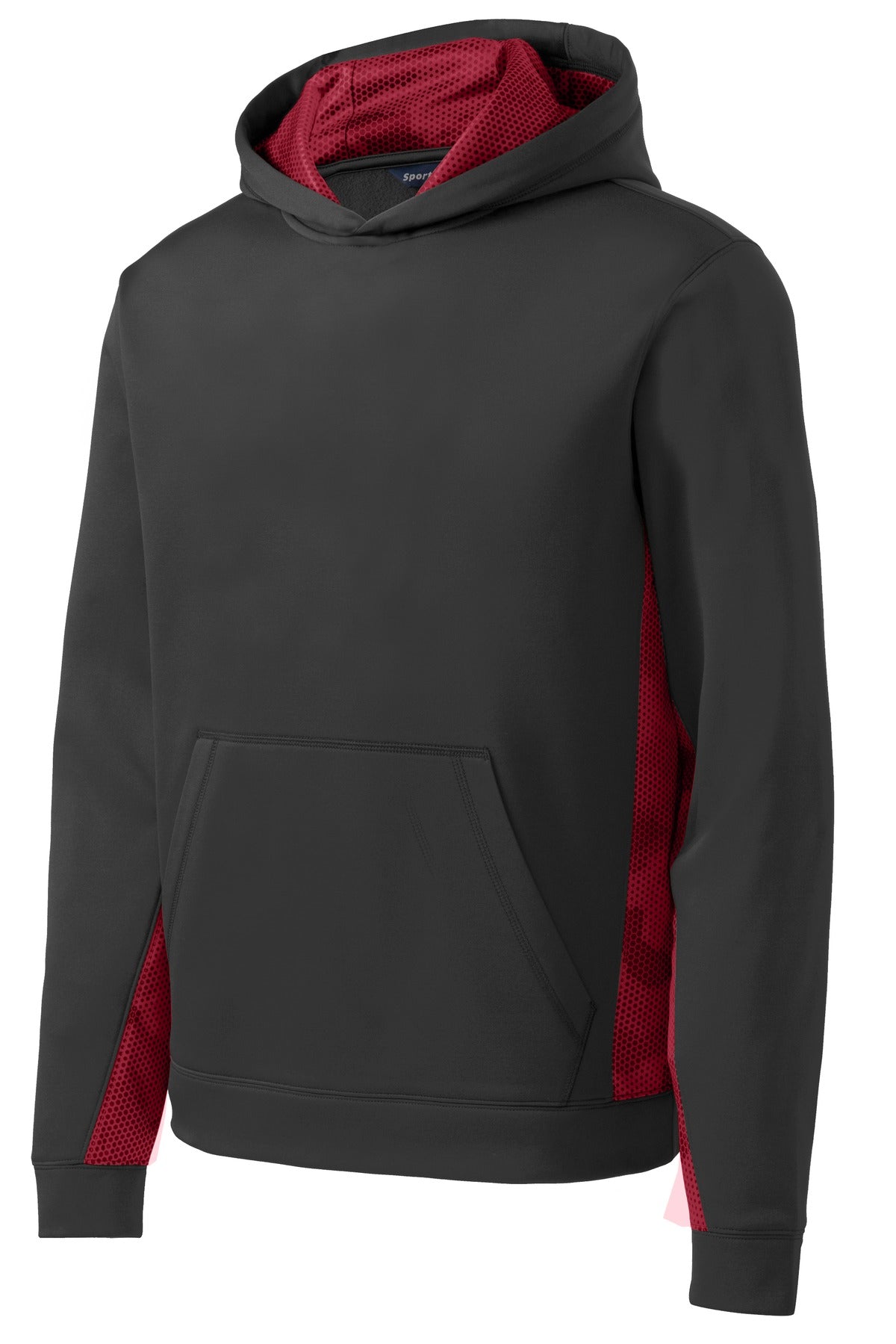 Sport-Tek Youth Sport-Wick CamoHex Fleece Colorblock Hooded Pullover. YST239