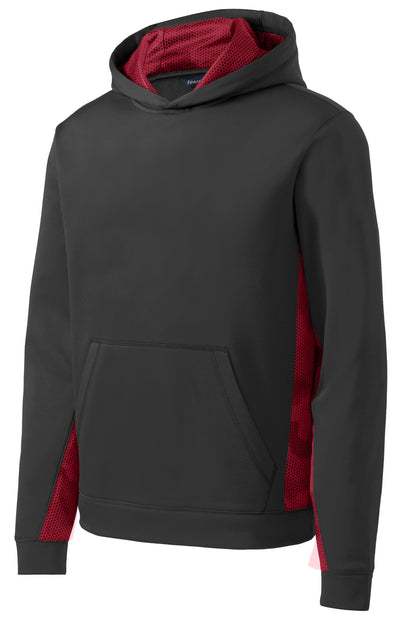 Sport-Tek Youth Sport-Wick CamoHex Fleece Colorblock Hooded Pullover. YST239