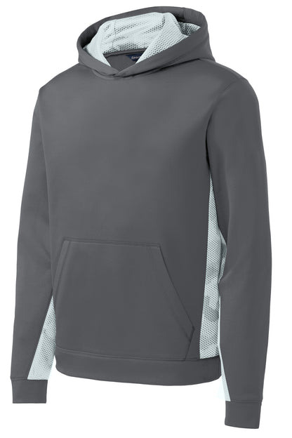 Sport-Tek Youth Sport-Wick CamoHex Fleece Colorblock Hooded Pullover. YST239