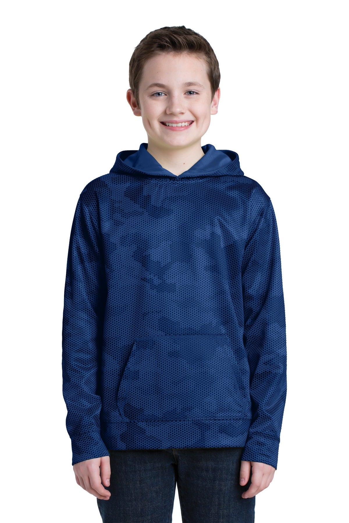 Sport-Tek Youth Sport-Wick CamoHex Fleece Hooded Pullover. YST240