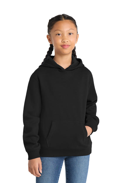 Front View of Black Sport-Tek Youth Pullover Hooded Sweatshirt. YST254  - XS