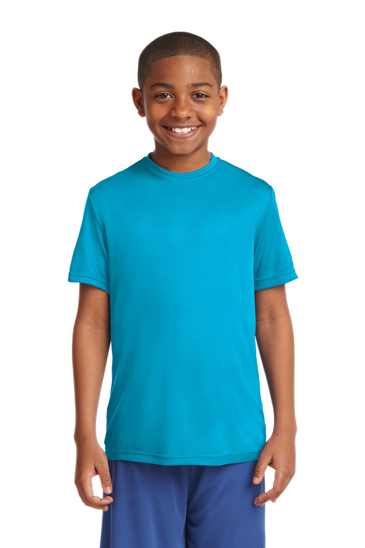 Front View of Atomic Blue Sport-Tek Youth PosiCharge Competitor Tee. YST350  - XS