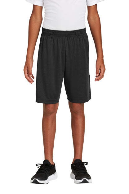 Front View of Black Sport-Tek Youth PosiCharge Competitor Pocketed Short. YST355P  - XS