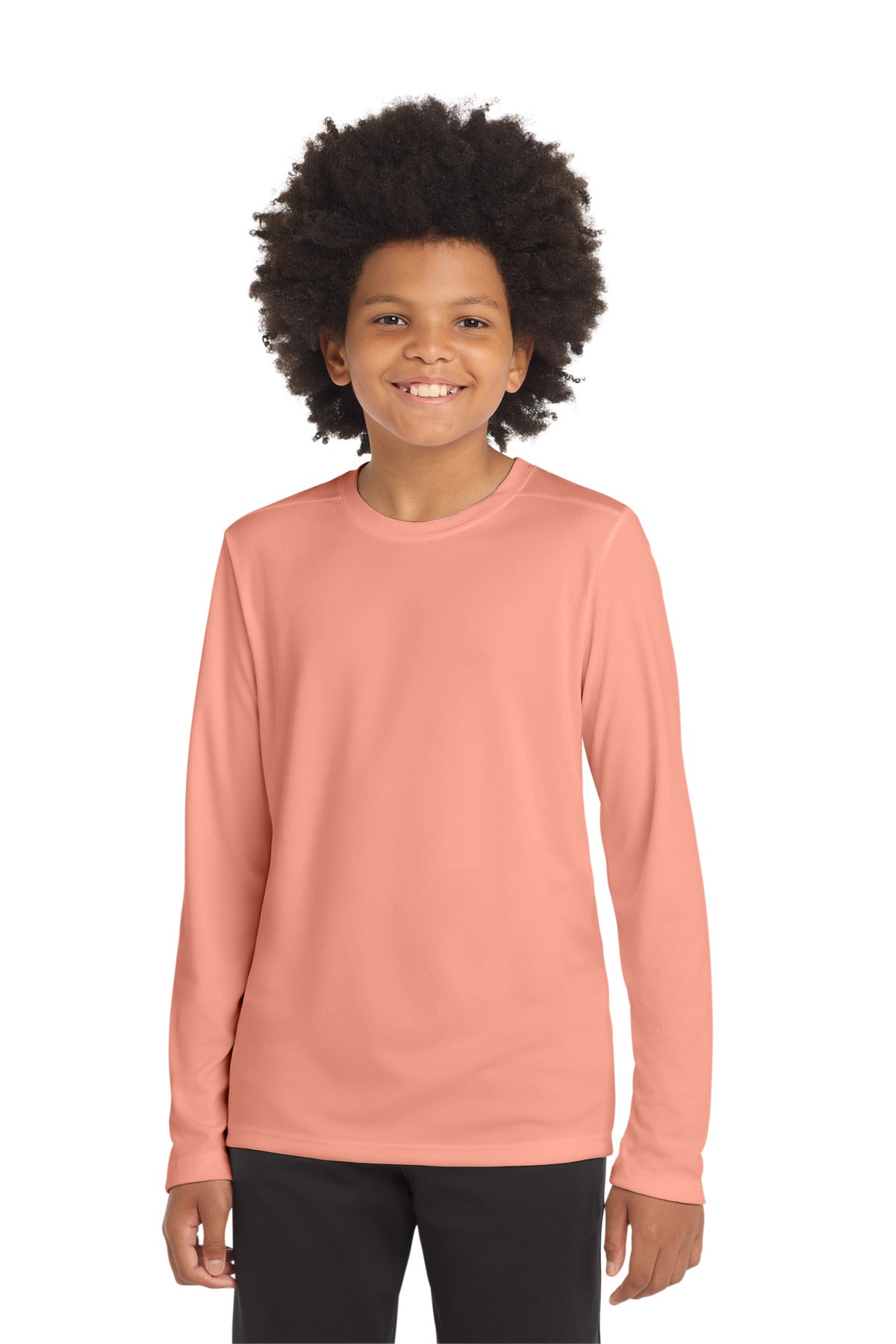 SanMar YST420LS_softcoral_model_front.jpg