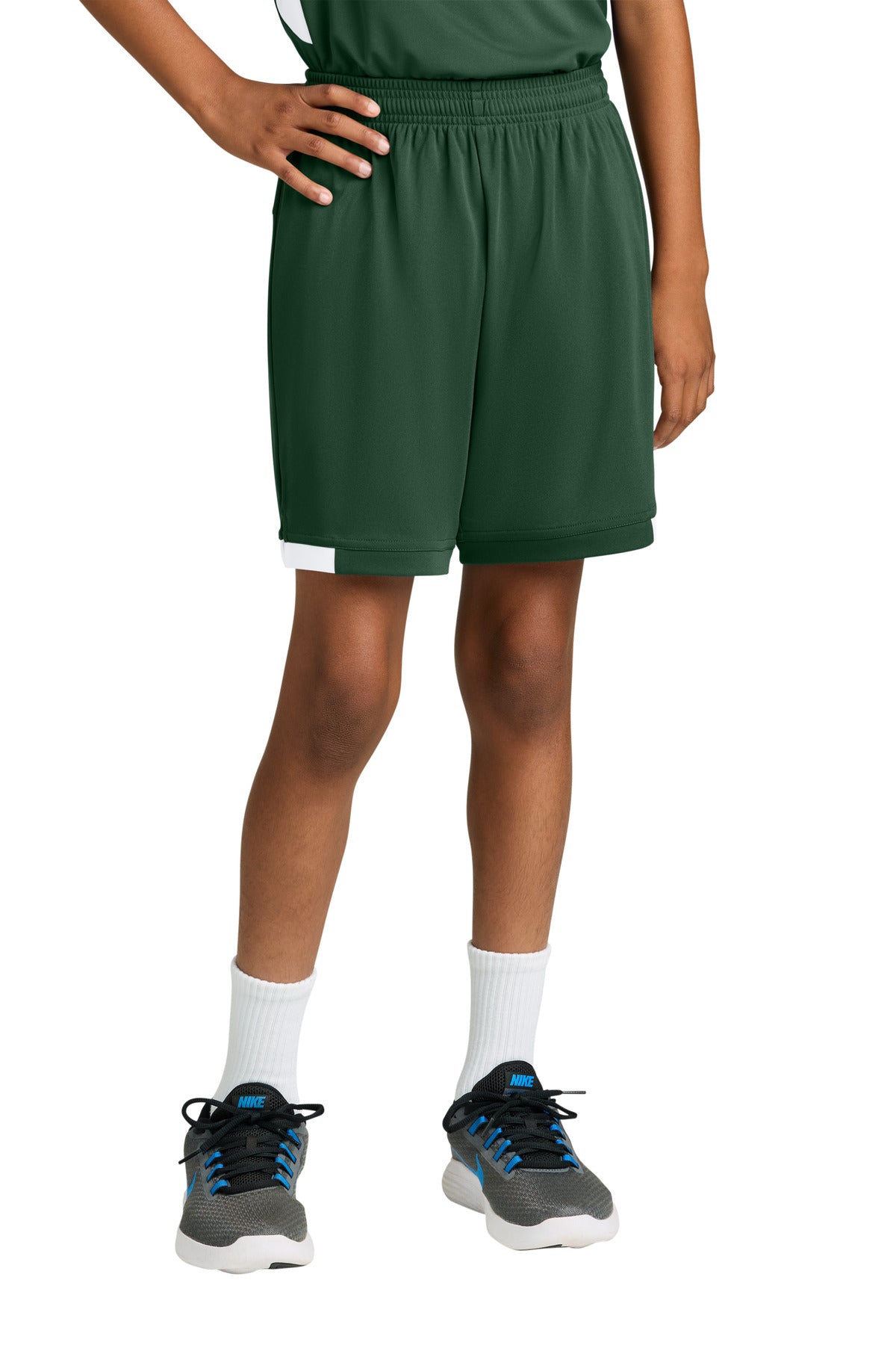 SanMar YST4420_forestgreenwhite_model_front.jpg