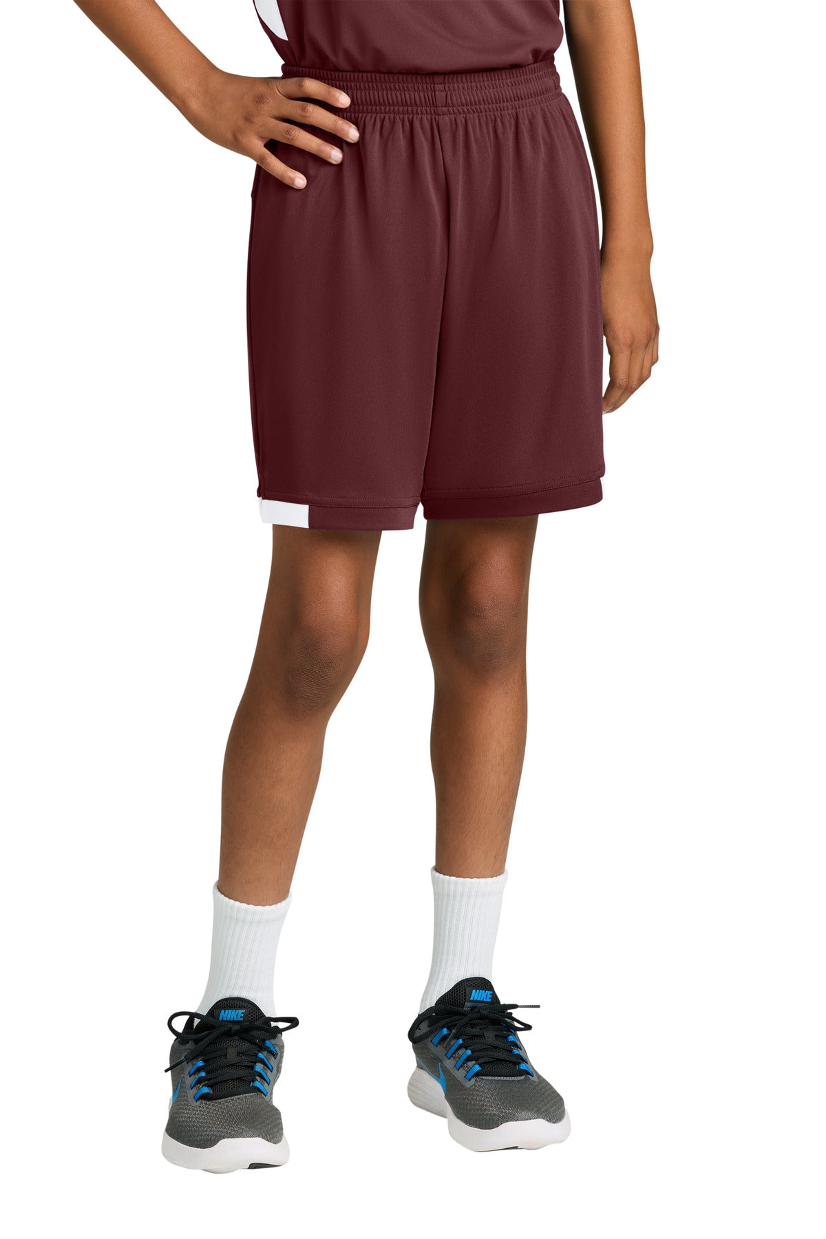 SanMar YST4420_maroonwhite_model_front.jpg