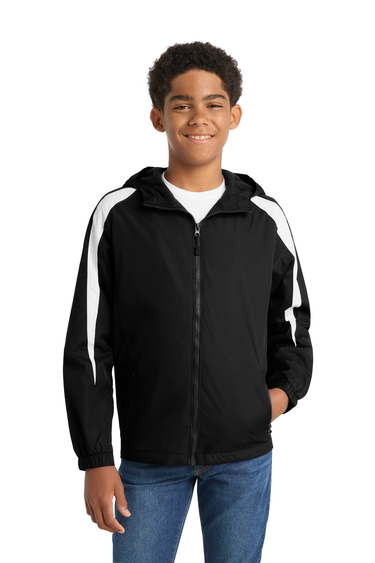 SanMar YST81_blackwhite_model_front.jpg
