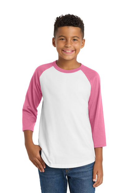 SanMar YT200_whitebrightpink_model_front.jpg