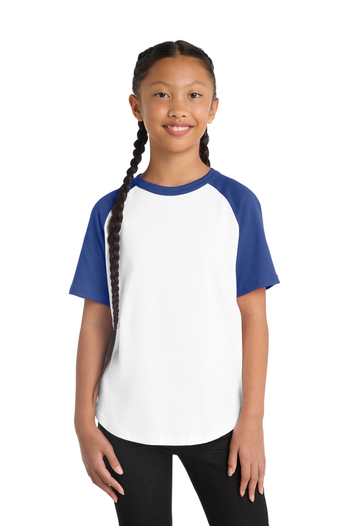 SanMar YT201_whiteroyal_model_front.jpg
