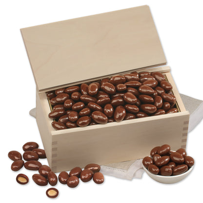 Milk Chocolate Covered Almonds in Wooden Collector's Box