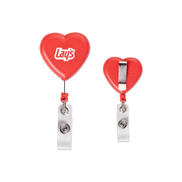 Red Heart Shaped Badge Reel