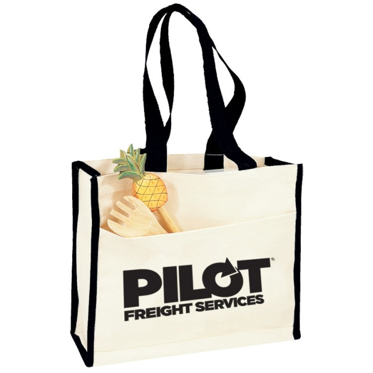 Black Canvas Gusset Tote w/Colored Handles