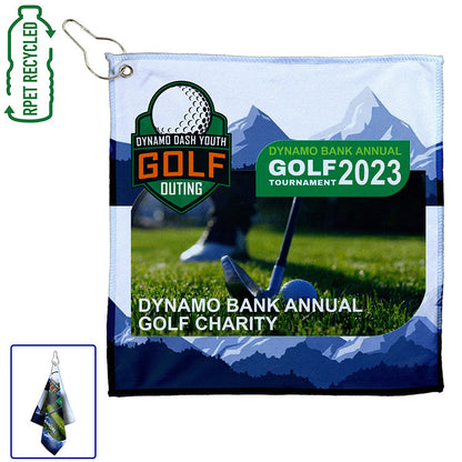 "THE WEDGE" Full Color Sublimation Recycled RPET 300 GSM Heavy Duty Golf Towel – 12” W x 12” H
