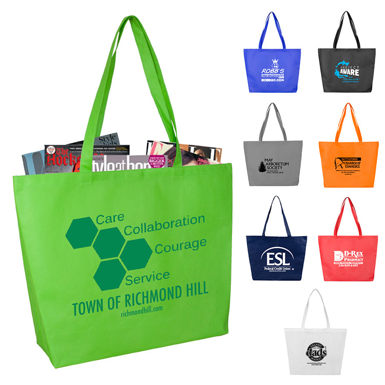 21"W x 15"H x 5" Gusset - "CAROLINA" Large Shopping and Beach Tote Bag