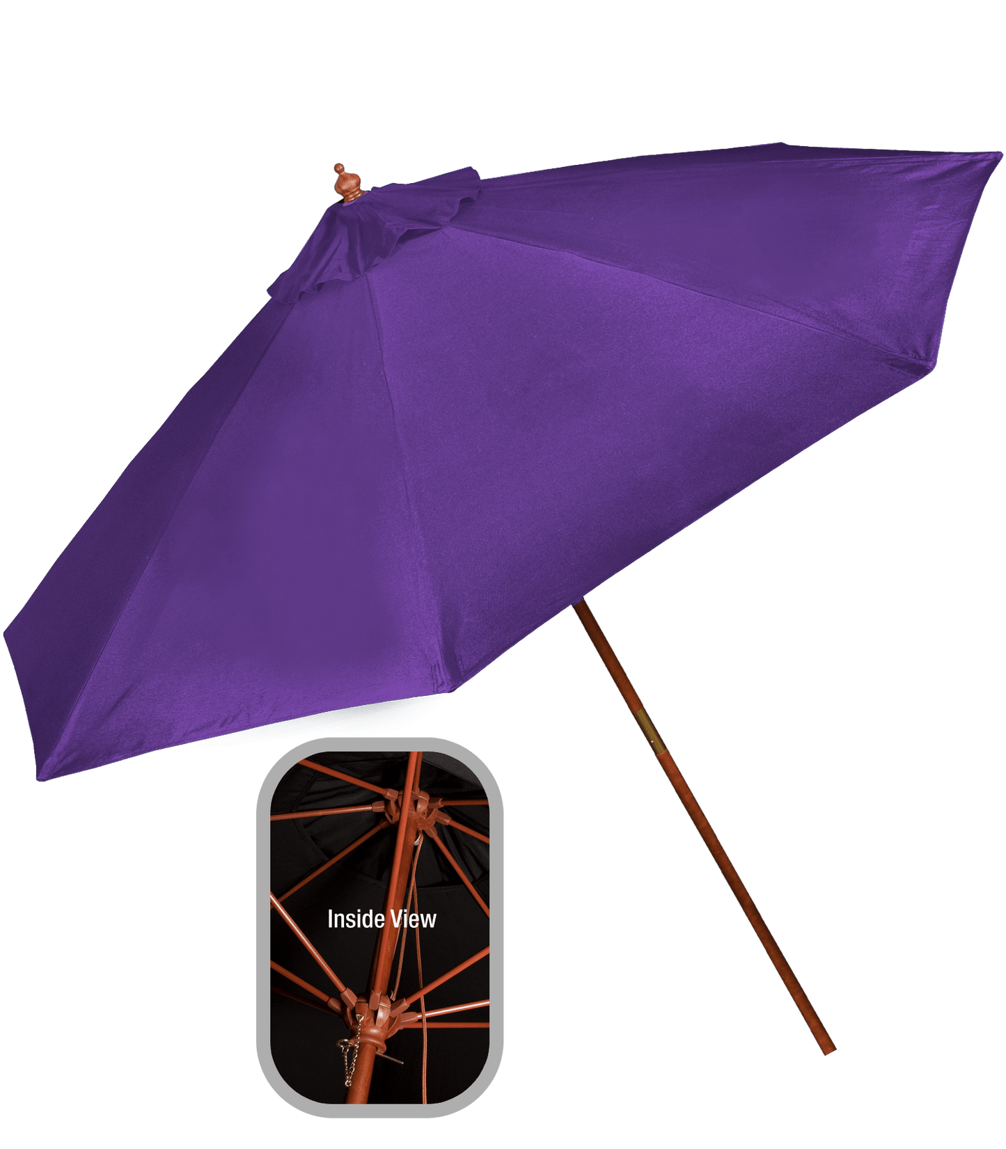 9' Wooden Polyester Market Umbrella
