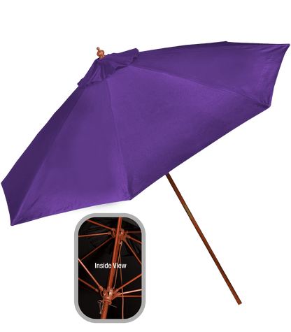 9' Wooden Polyester Market Umbrella