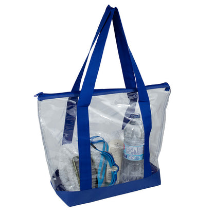 19”W x 13 ½”H x 6”Gusset - "BONDI" Jumbo Clear Zippered Tote Bag