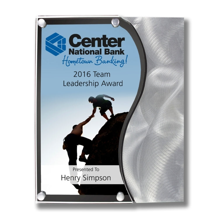 Vantage Plaque w/Curved Accent - Laser Engraved - (8" x 10")