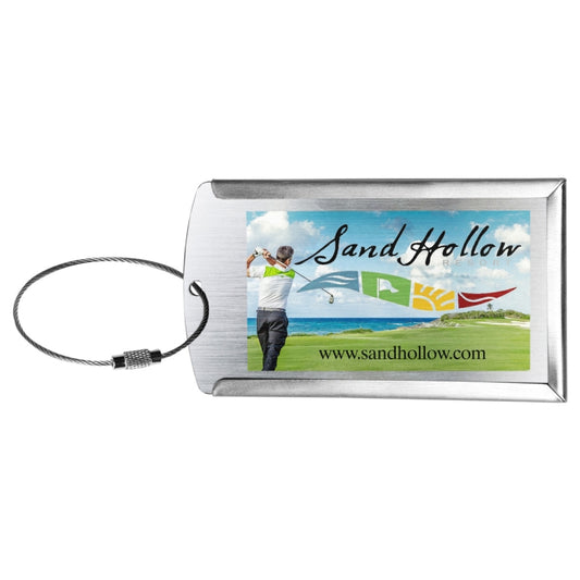 'Prestige' Brushed Metal Luggage Bag Tag (PhotoImage Full Color)