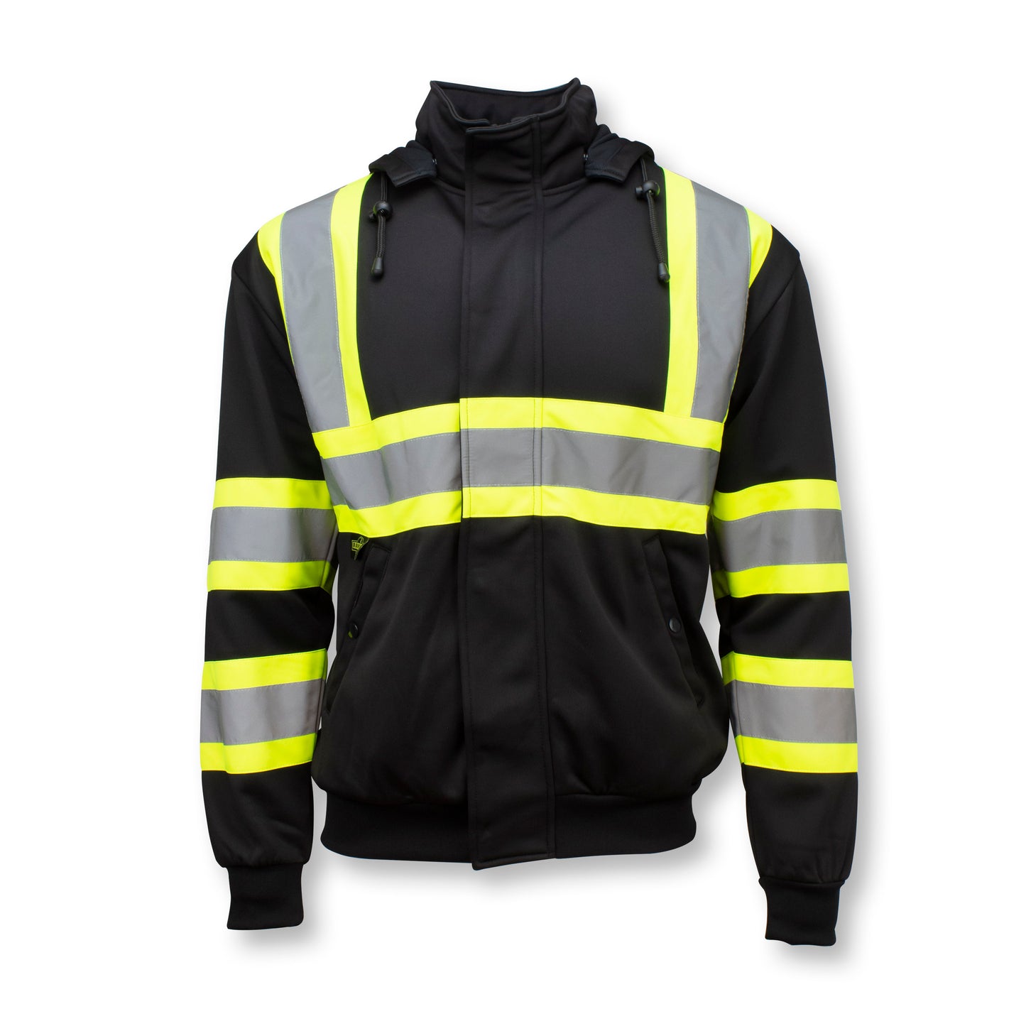 SW01X-1 High Neck Zip Front X-Back Hooded Sweatshirt - Black - 2X