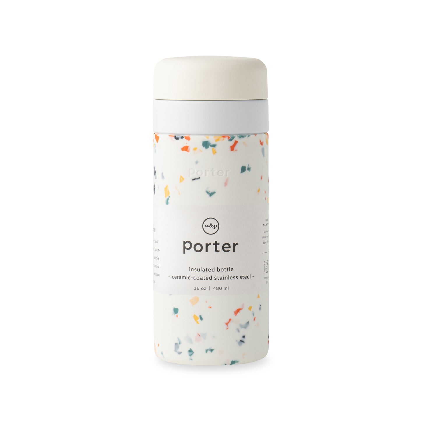 Cream Terrazzo W&P Porter Insulated Ceramic Bottle 16 Oz
