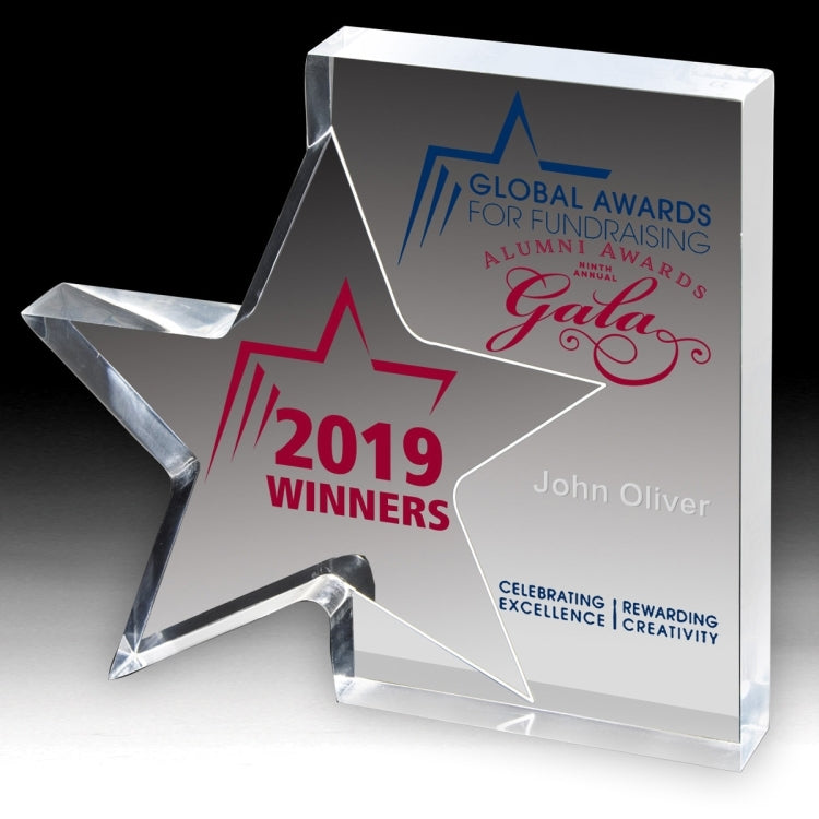 Standing Star Award (7 3/4" x 7" x 1") - Laser Engraved