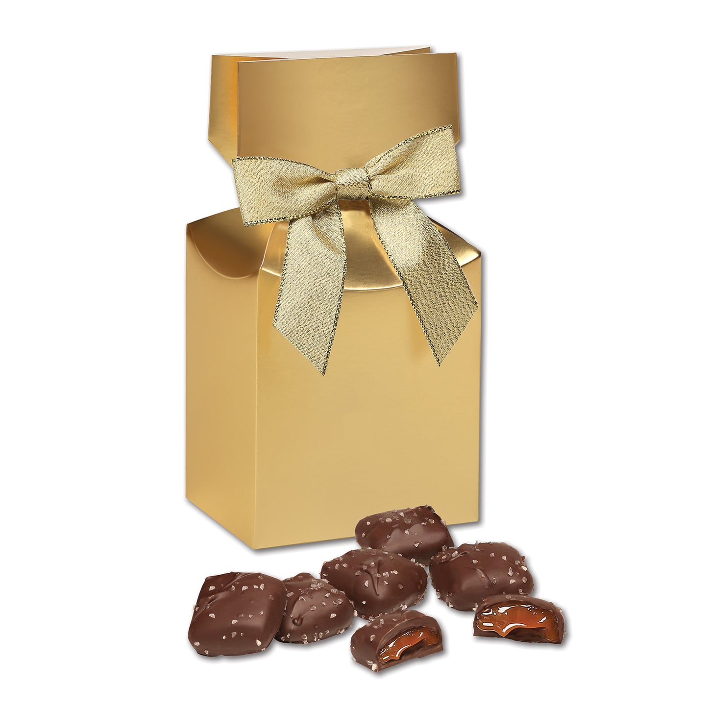 Chocolate Sea Salt Caramels in Gold Premium Delights Gift Box