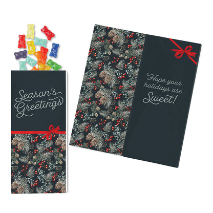 One Color Foil-Stamped Stock Pine Boughs & Berries Sweeter Cards with Albanese Gummi Bears
