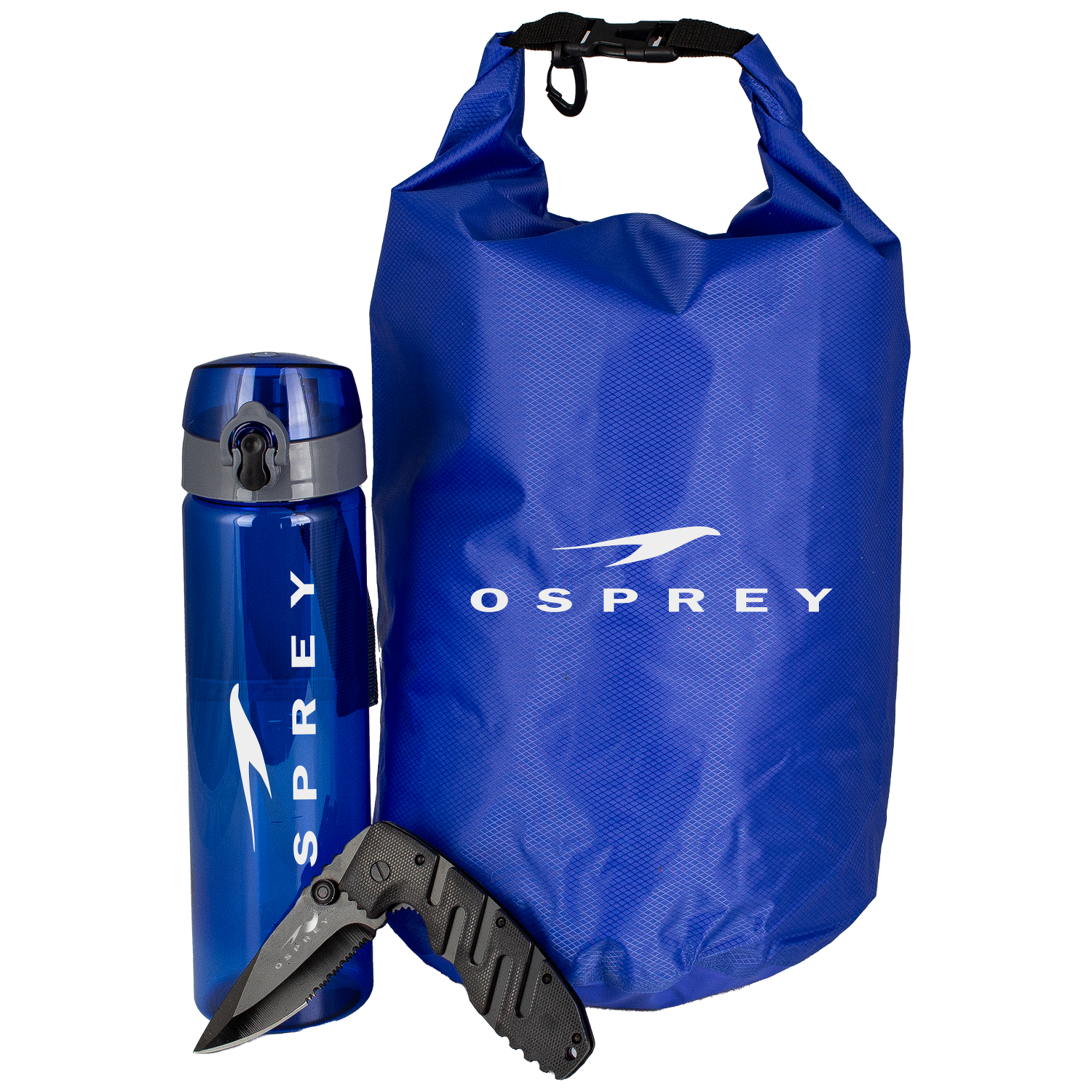 Adventure Kit with Waterproof Dry Bag, Hydration Bottle & Utility Tool