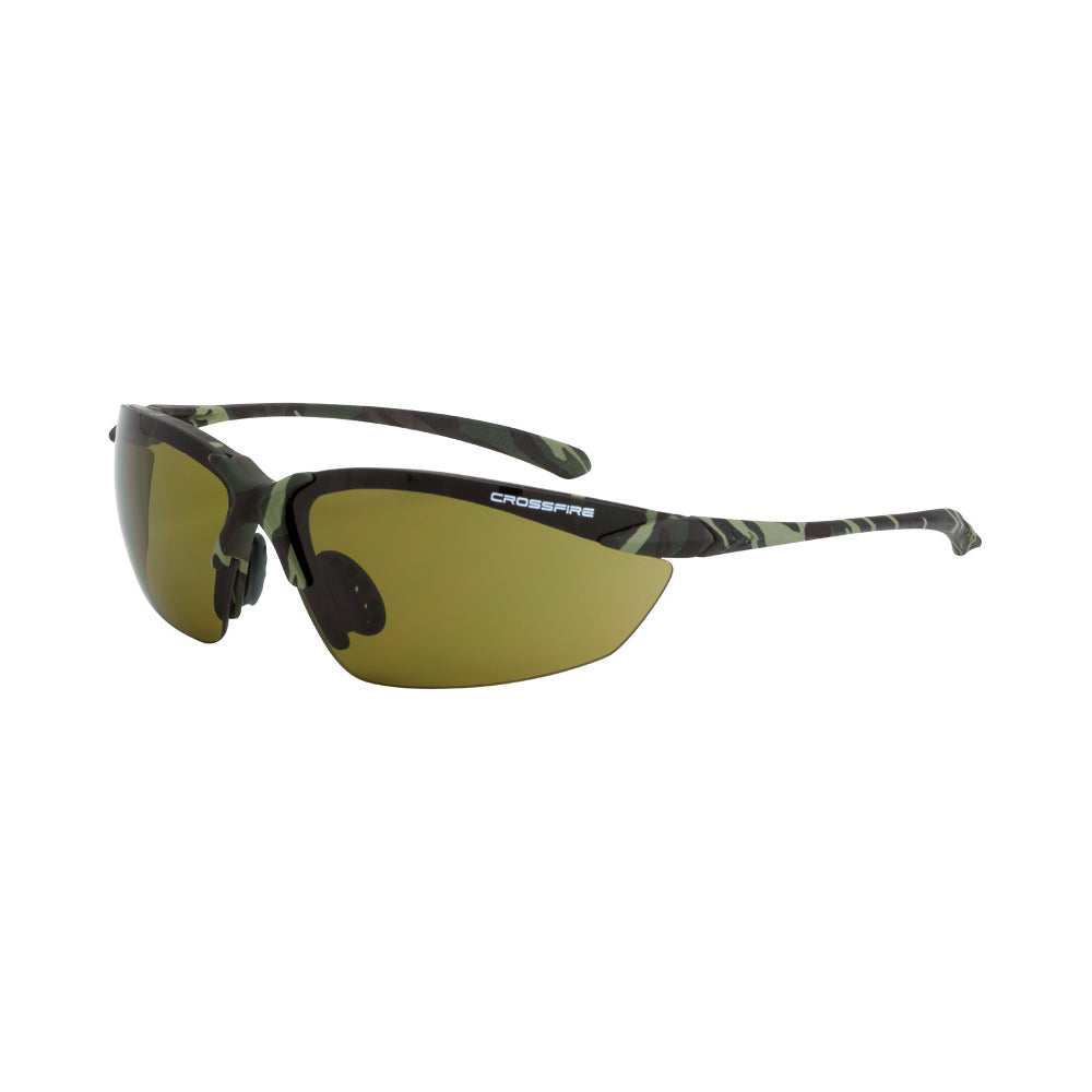 Sniper Premium Safety Eyewear - Military Green Camo Frame - HD Green Lens