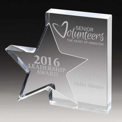 Standing Star Award (7 3/4" x 7" x 1") - Laser Engraved