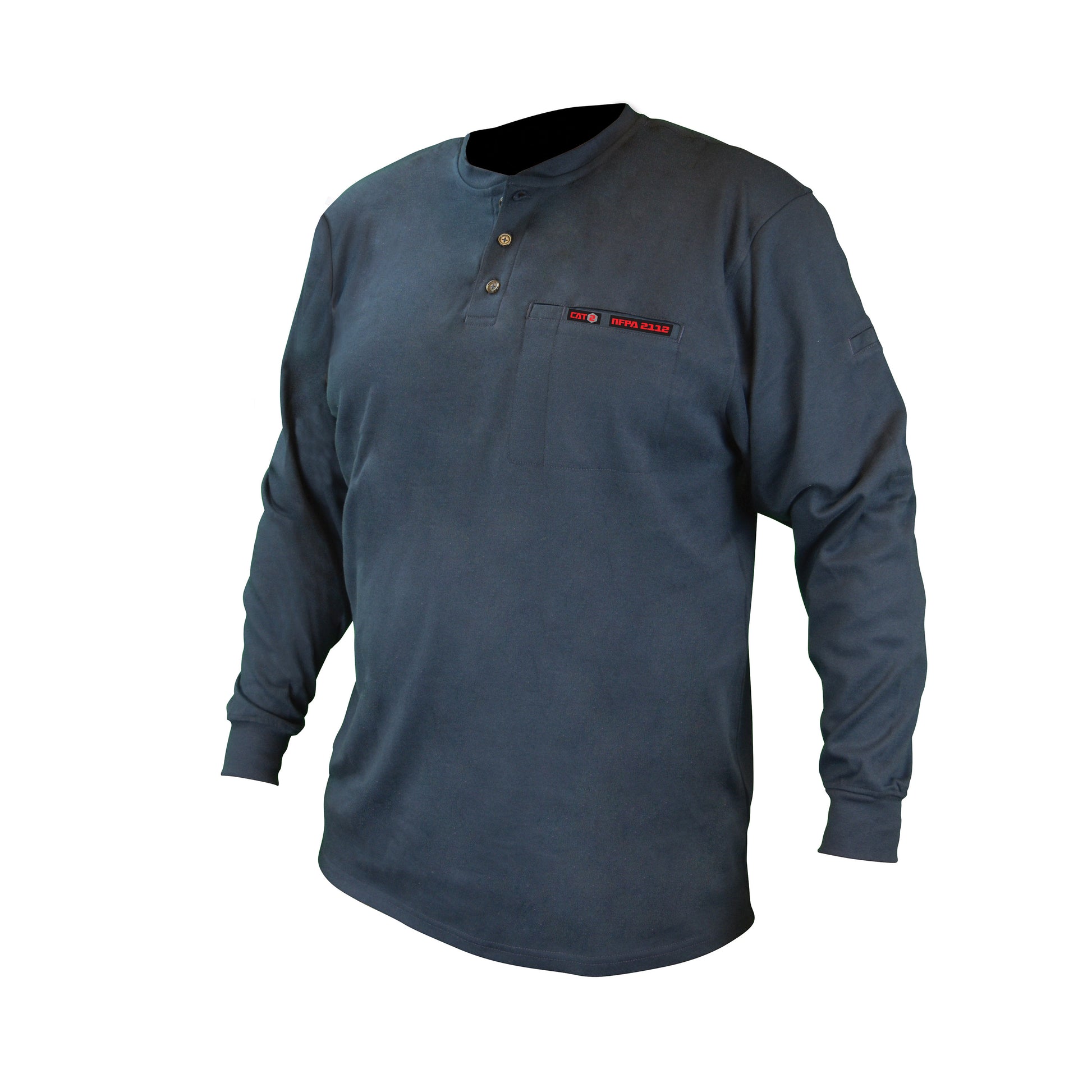 FRS-002 VolCore® Long Sleeve Cotton Henley FR Shirt - Navy - Size XL