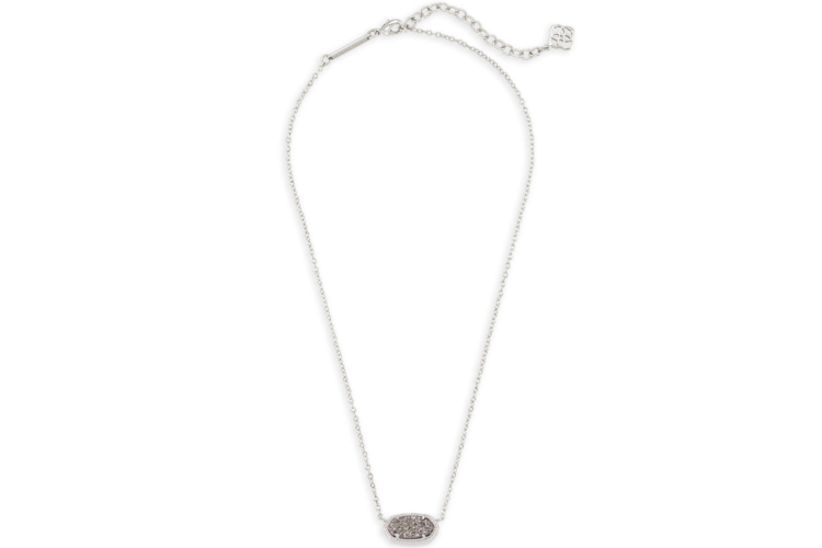 Kendra Scott Elisa Silver Pendant Necklace in Platinum Drusy