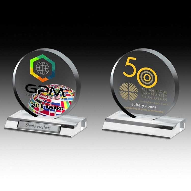 Clear Circle Award - 5" Dia - Laser Engraved