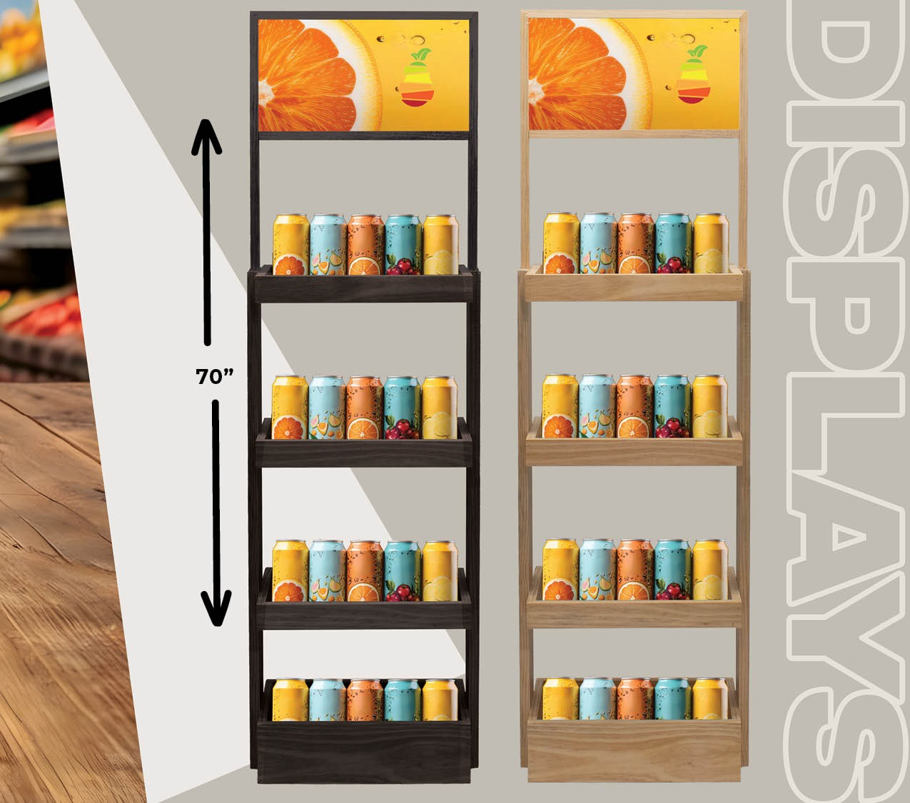 Black 4-Shelf Wood Display Stand