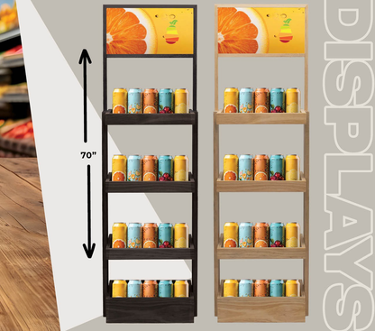 Black 4-Shelf Wood Display Stand