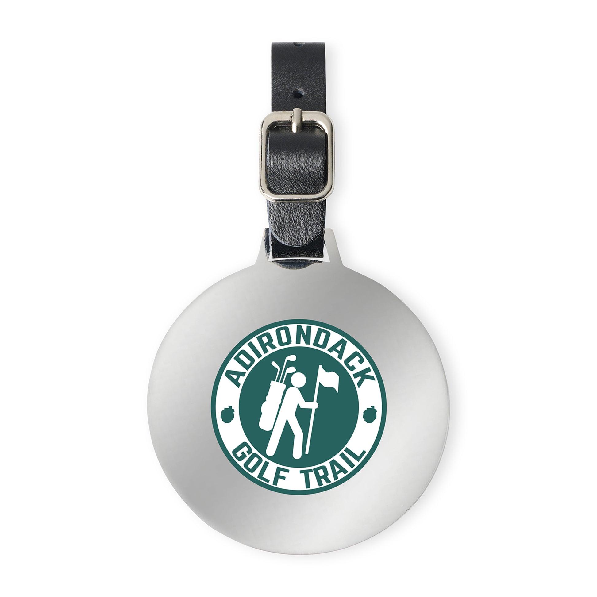 Shiny Nickel Ahead Large Round Golf Bag Tag