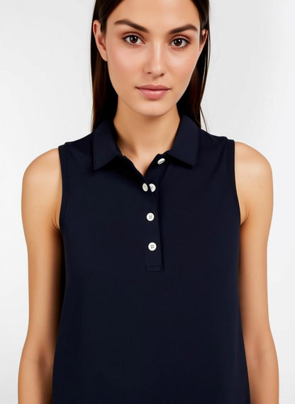 Peter Millar Women's Banded Sport Mesh Sleeveless Button Polo