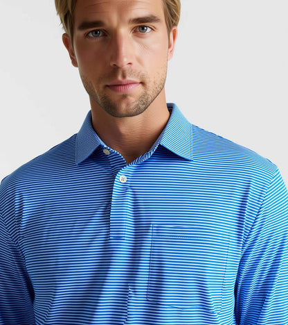 Peter Millar Men's Featherweight Stripe Long-Sleeve Performance Polo