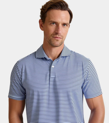 Peter Millar Men's Albatross Stripe Cotton-Blend Pique Polo