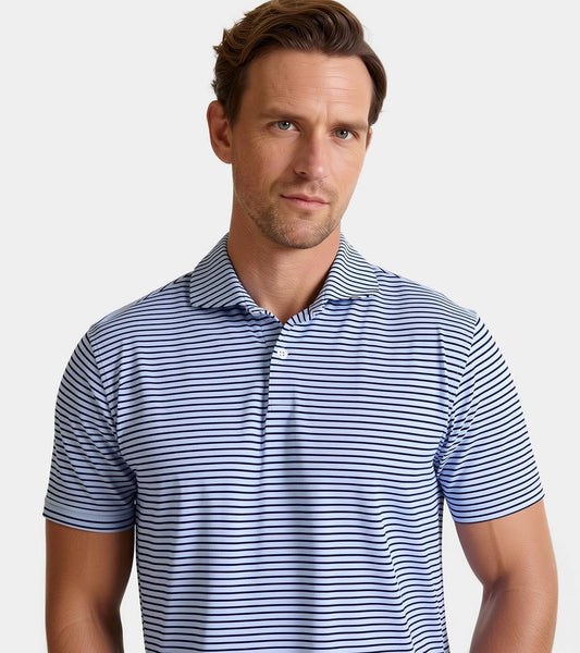 Peter Millar Men's Albatross Stripe Cotton-Blend Pique Polo