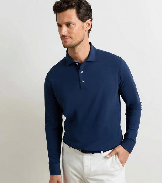 Peter Millar Men's Cool Cotton Long-Sleeve Polo