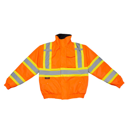 SJ11QX-3 Class 3 X-Back High Visibility Quilted Bomber Jacket with Hood - Hi Vis Lime - 2X