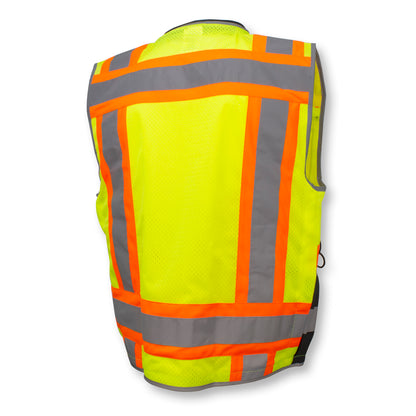 SV55B Class 2 Heavy Woven Color Blocked Two Tone Engineer Vest - Green - Size 2X