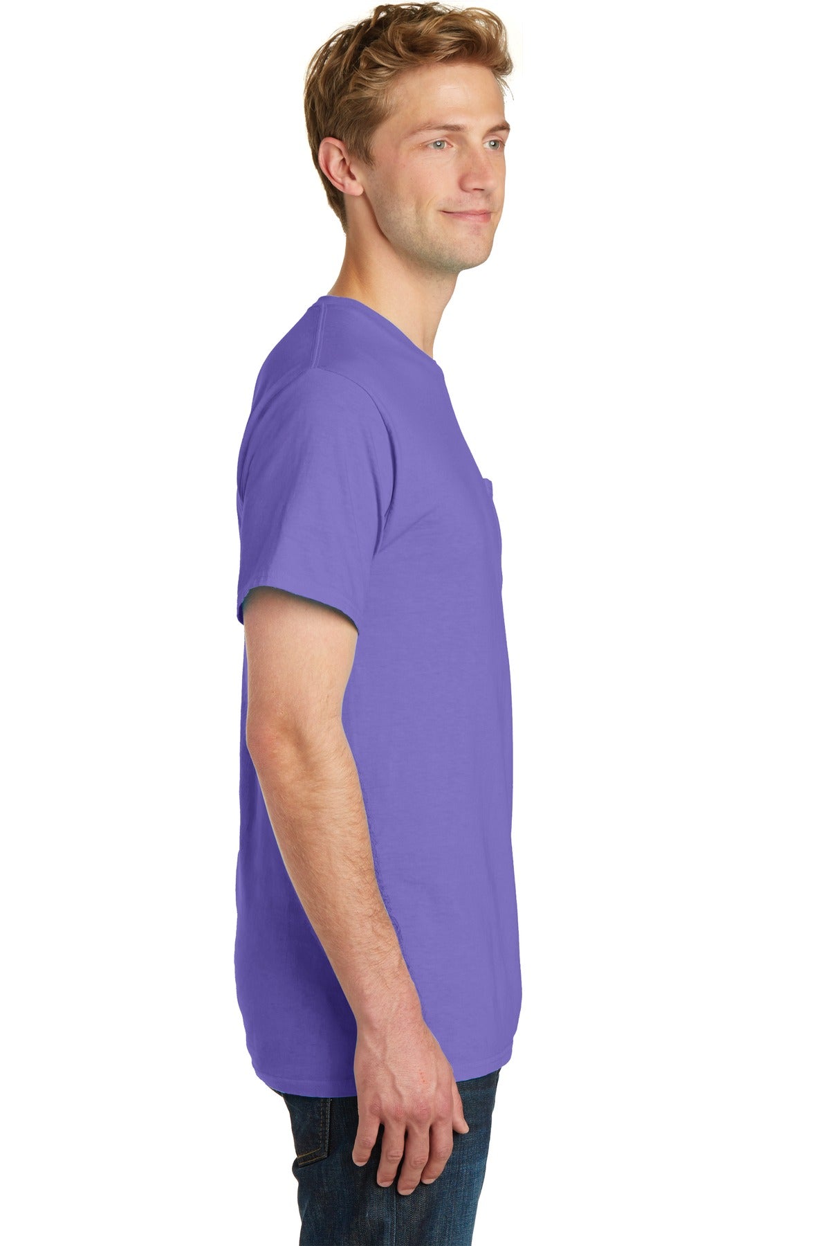 Amethyst Port & Company Beach Wash Garment-Dyed Pocket Tee. PC099P