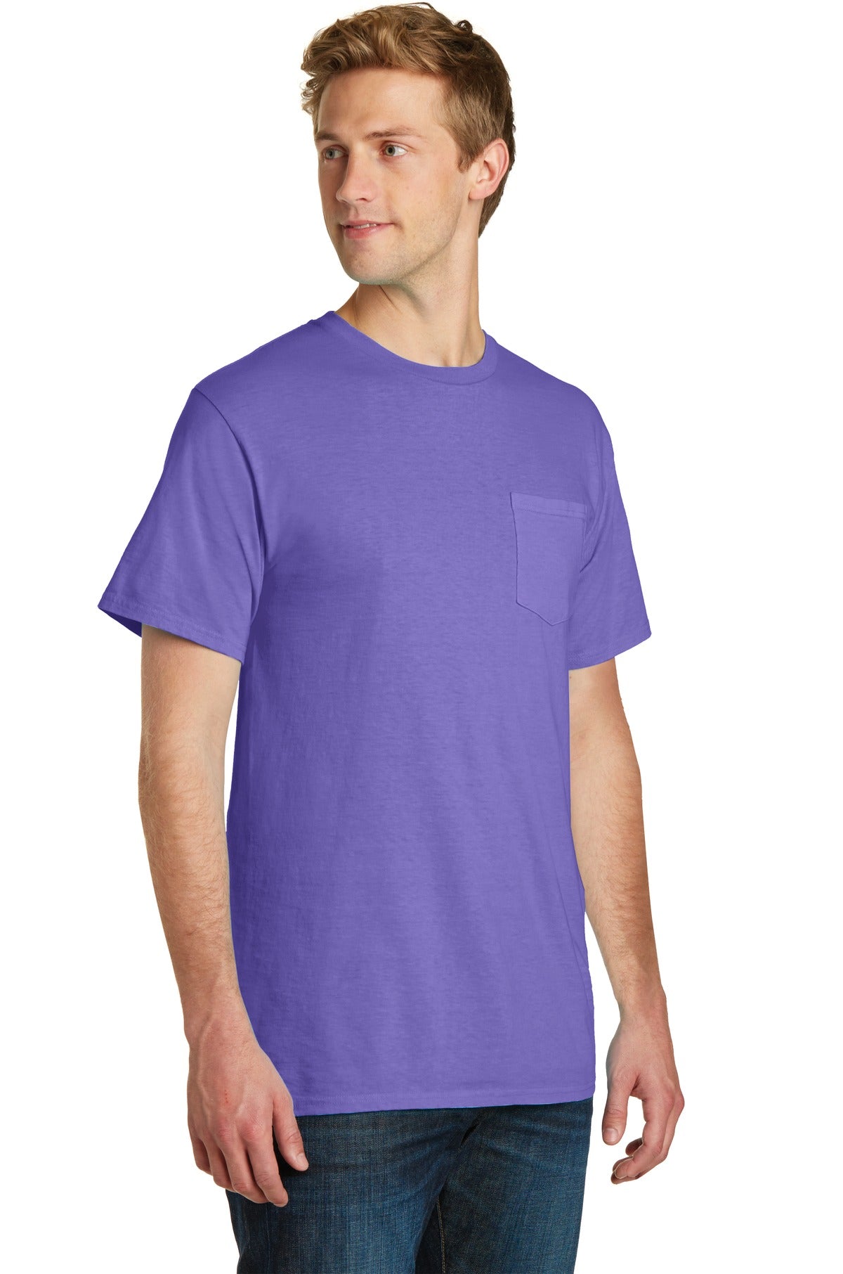 Amethyst Port & Company Beach Wash Garment-Dyed Pocket Tee. PC099P