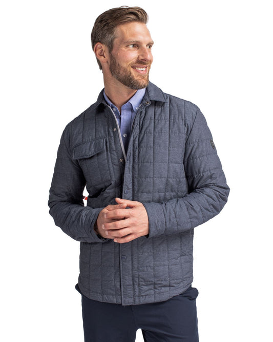 Anthracite Melange Cutter & Buck Rainier PrimaLoft® Mens Big and Tall Eco Insulated Quilted Shirt Jacket Big & Tall  - 5XB