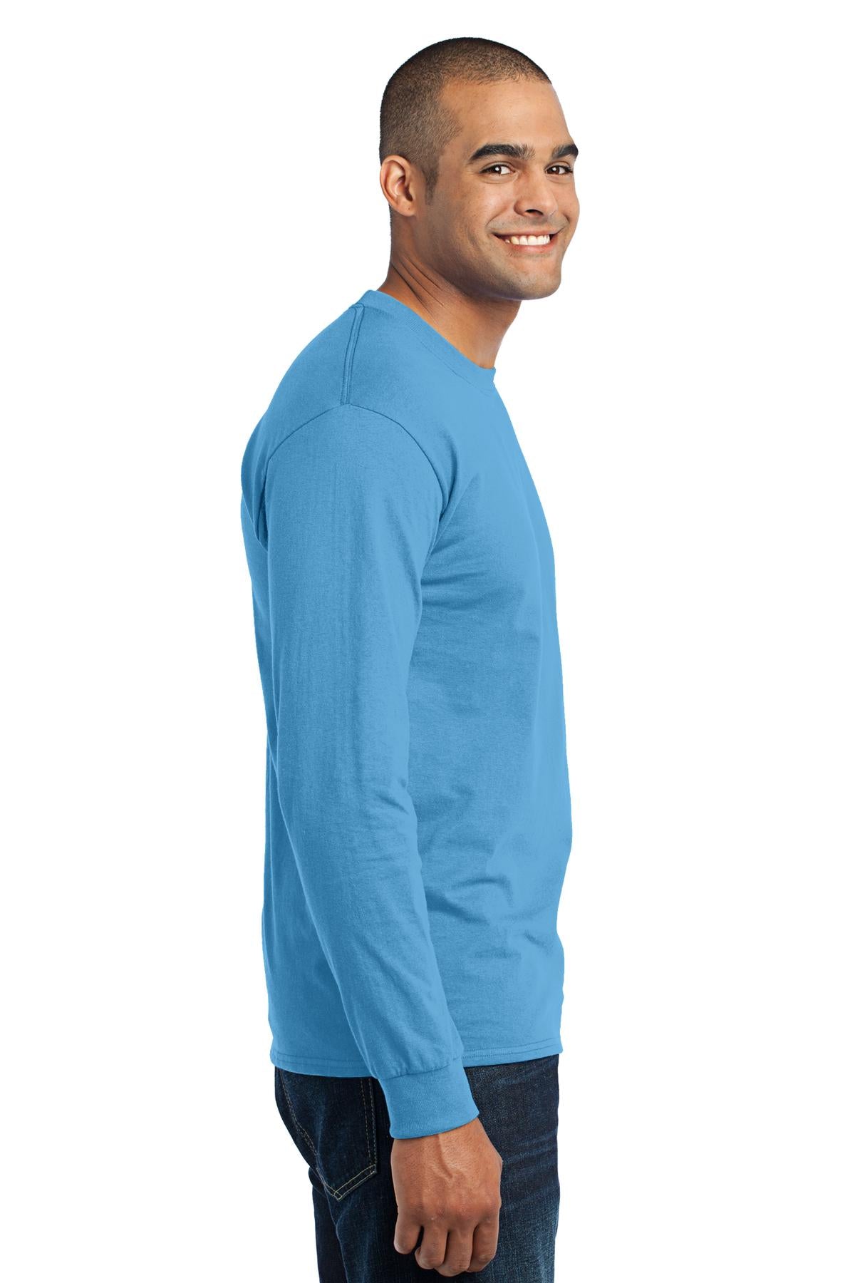 Aquatic Blue Port & Company Tall Long Sleeve Core Blend Tee. PC55LST
